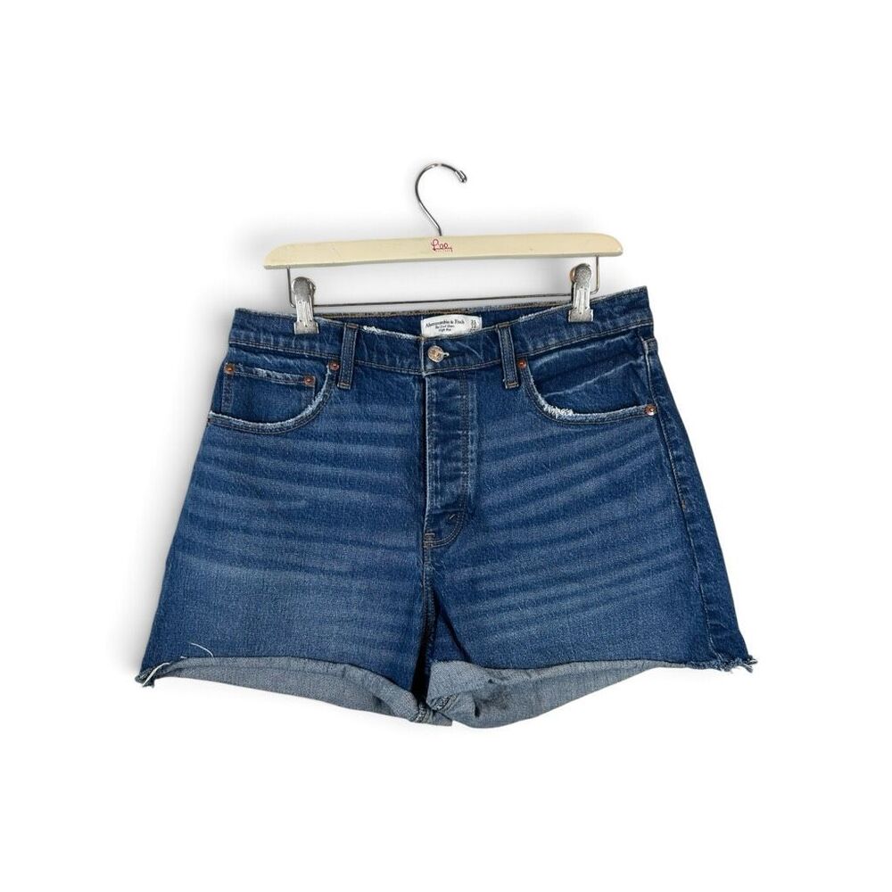 Abercrombie & Fitch The Dad Short High Rise Denim Shorts Size 31 12 Blue